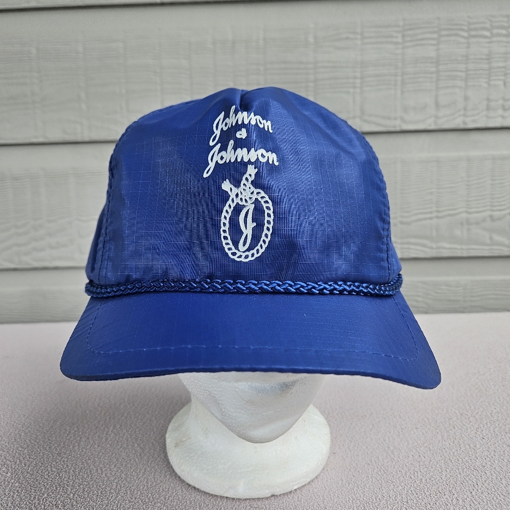 VTG Sportcap Supreme Johnson & Johnson Baseball Cap Hat Blue Strapback Nylon